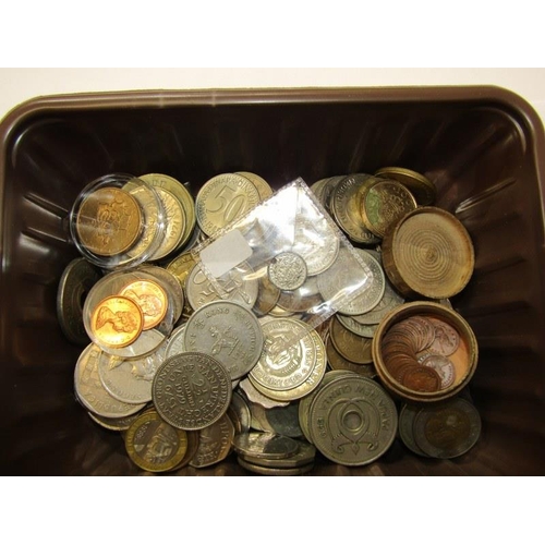 48 - TUB OF ENGLISH & FOREIGN COINS, mainly Cupro nickel