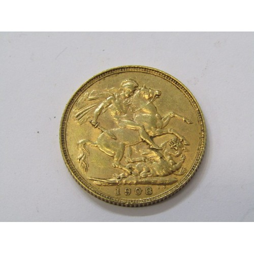 3 - GOLD SOVEREIGN, Edward VII 1908 Gold Sovereign
