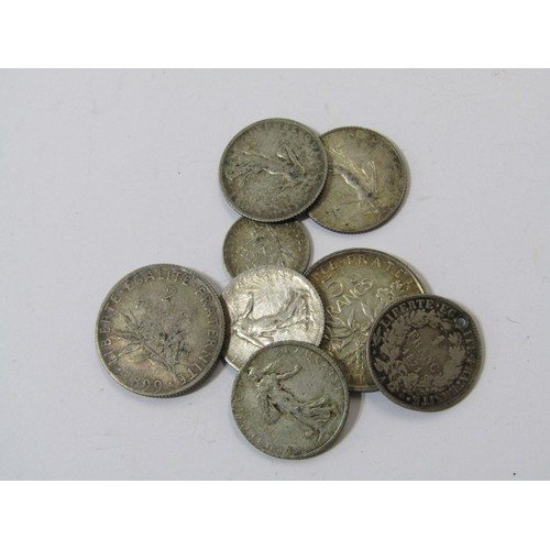 26 - SILVER FRENCH FRANC, 49 grams, with box of 20th century world coins, including New Zealand, USA, Swi... 