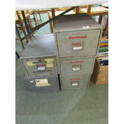 111 - FILING BOXES, 5 metal filing boxes