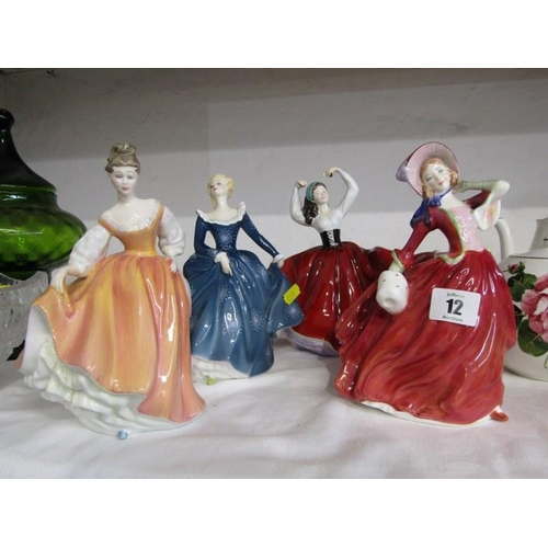 12 - ROYAL DOULTON FIGURES, a collection of 4 Lady figurines including 
