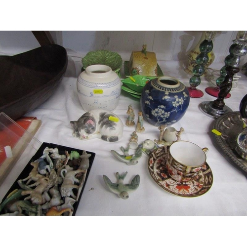 16 - WADE WHIMSY, Royal Crown Derby cup & saucer, 2 ginger jars, miniature figurines etc.