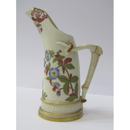 2 - ROYAL WORCESTER, Ivory ware, a tusk design floral painted & gilded ewer jug, model no. 1116, 19cm's ... 