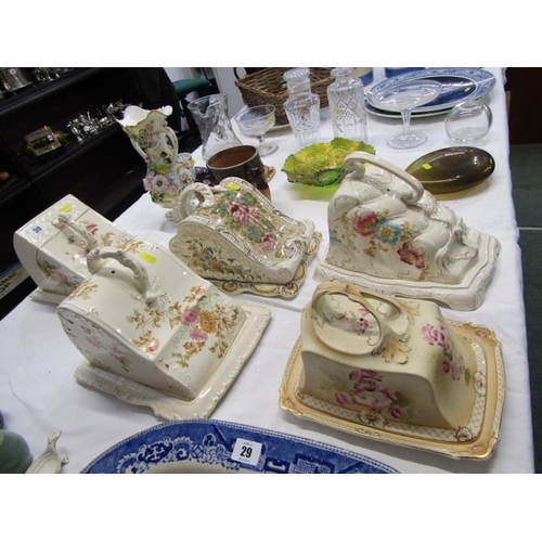 30 - ANTIQUE CHEESE DISHES, collection of Victorian & Edwardian decorative pottery cheese dishes