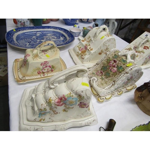 30 - ANTIQUE CHEESE DISHES, collection of Victorian & Edwardian decorative pottery cheese dishes