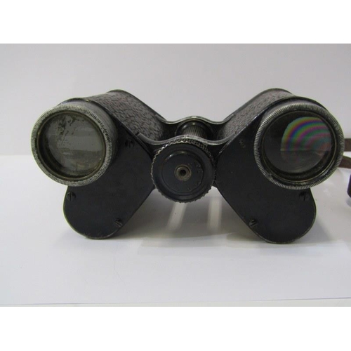 46 - MILITARY PRISMATIC BINOCULARS, by Huet of Paris, in leather case with cavalry range scale