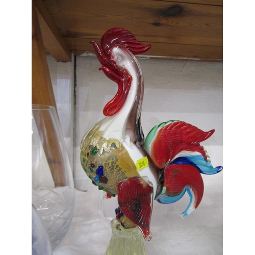 5 - MURANO, pair of coloured glass cockerels