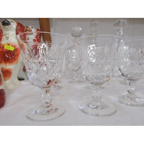 9 - CUT GLASS, Brierley conical decanter with 6 goblets & 4 matching wine glasses together with 2 other ... 