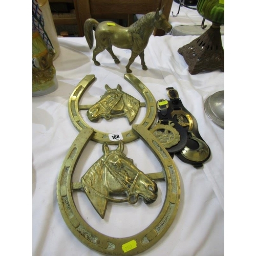 108 - BRASSWARE, brass horse, horse brasses & similar ornaments