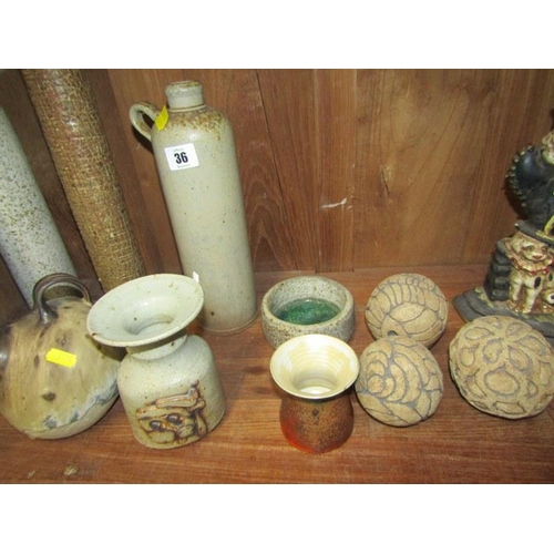 36 - STUDIO POTTERY, collection of assorted studio pottery vases, bottles and ornaments