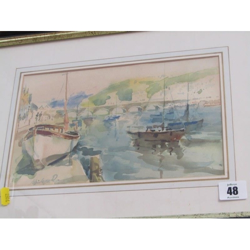 48 - LOOE, indistinctly signed watercolour 