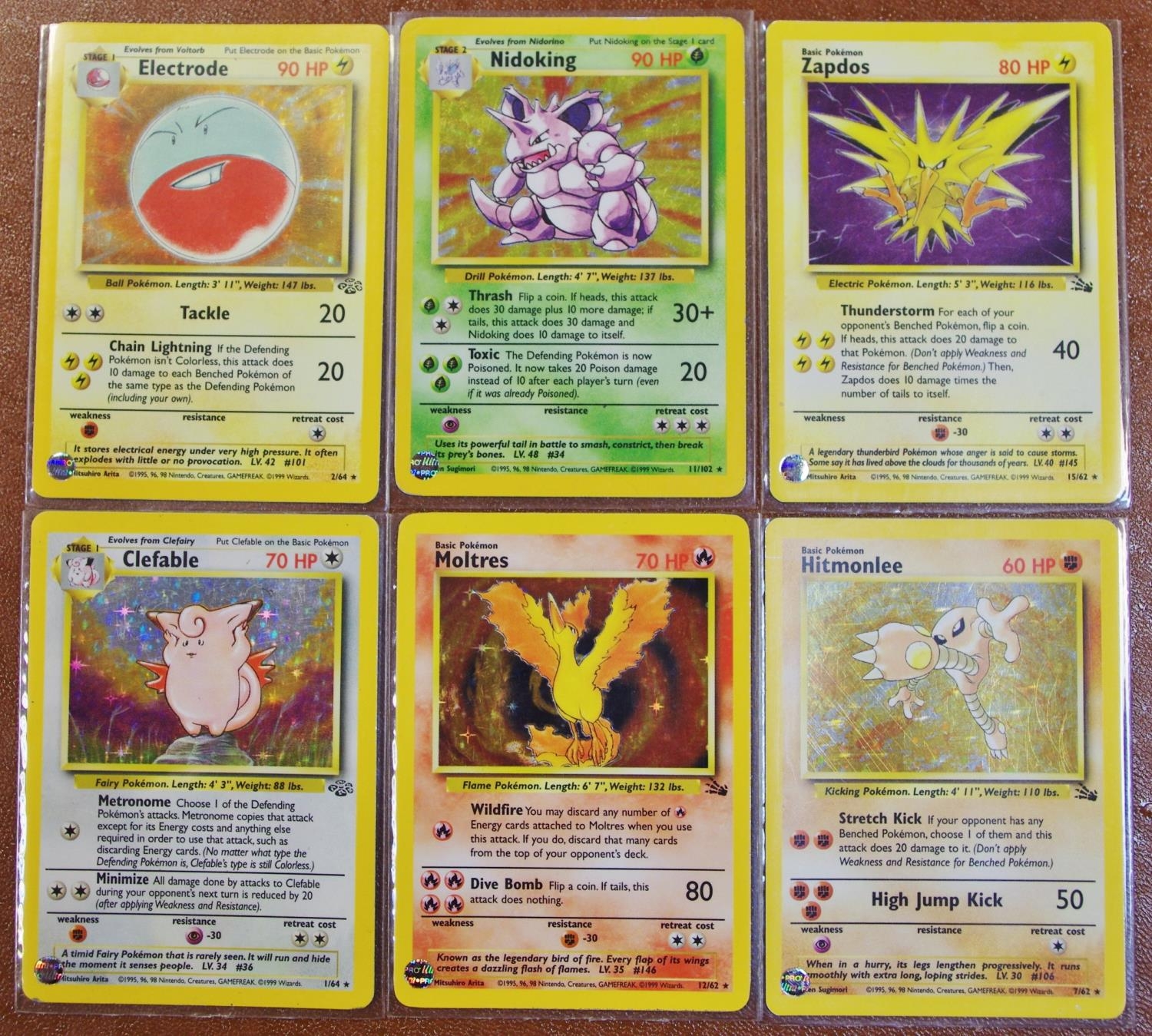 Pokemon cards - ten holofoil shiny edition 1990's collector cards ...