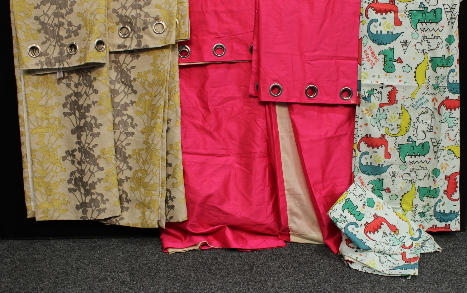 Textiles - a pair of Next children's curtains, Sleepy Saurus; another pair...