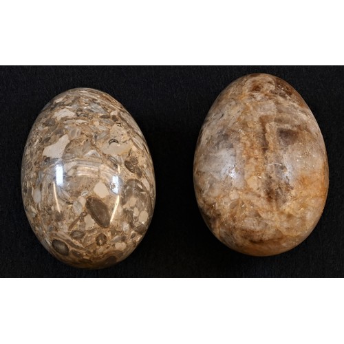5025 - A 19th century Derbyshire fluorspar egg, probably Crich, 7cm long; another 19th century geology spec... 