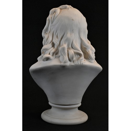 5052 - A 19th century Parian ware bust, of a gentleman, waisted socle, 29cm high