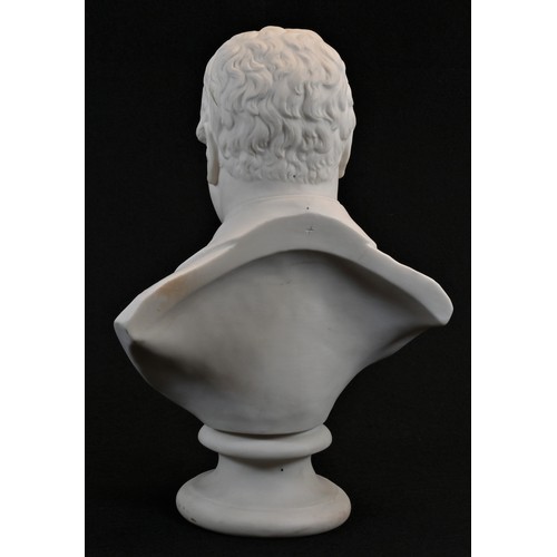 5051 - A 19th century Parian ware bust, of a gentleman, waisted socle, 24cm high