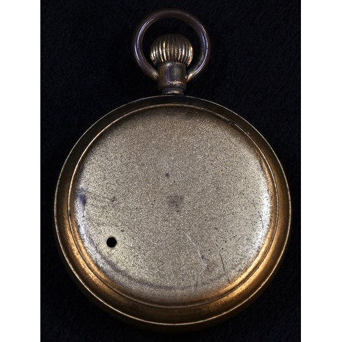 5032 - A 19th century gilt brass pocket aneroid barometer, 4.5cm dial with adjustable outer chapter, 6.5cm ... 