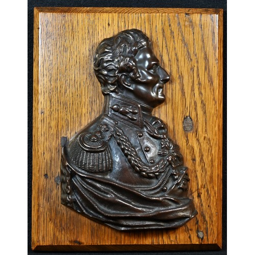 5011 - A 19th century brown patinated bronze portrait plaque, of Arthur Wellesley, 1st Duke of Wellington (... 