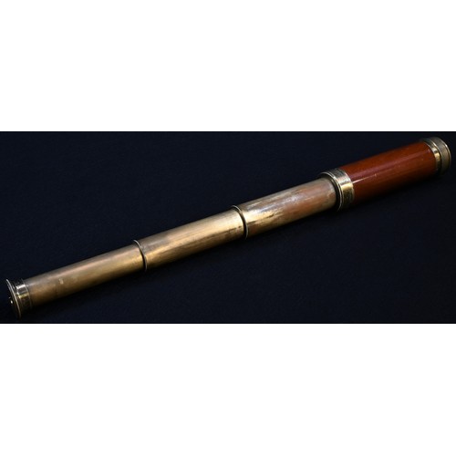 5045 - A 19th century mahogany and brass three-draw pocket telescope, by G & C Dixey, Opticians to the King... 