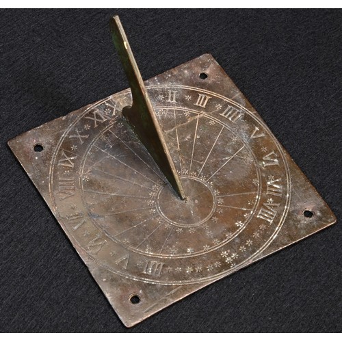 5009 - A 19th century brass sundial, Roman numerals, shaped gnomon, 9cm wide