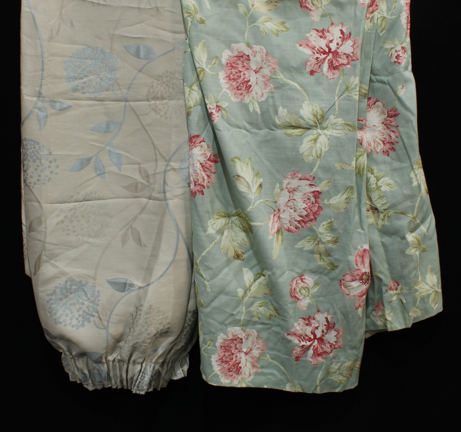 Textiles - a pair of floral curtains, Ashley Wilde; another pair, John Lewis