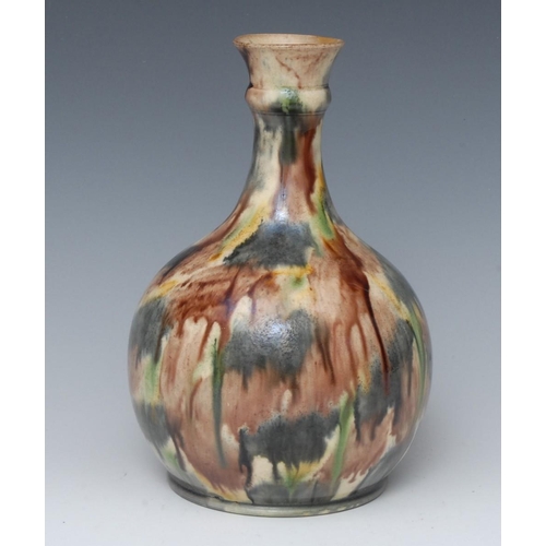 45 - A Whieldon-type guglet or bottle vase, typically glazed in mottled earthy tones, 22cm high, 1770  Pr... 