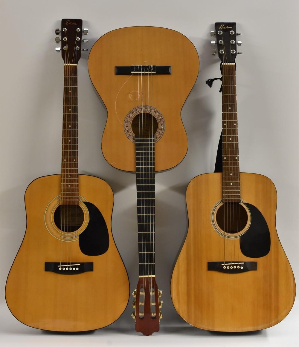 Two 'Encore' six string acoustic guitars, model No. W250, and model No ...