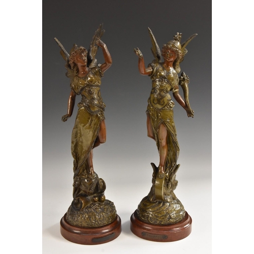 A pair of late 19th century French brown patinated spelter sculptures ...