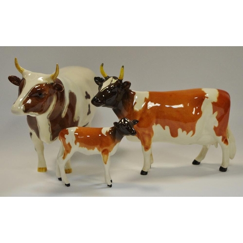 2 - Beswick - a model Ayrshire Bull Champion Whitehill Mandate, separate horns;others Ch Ickham Bessie a... 