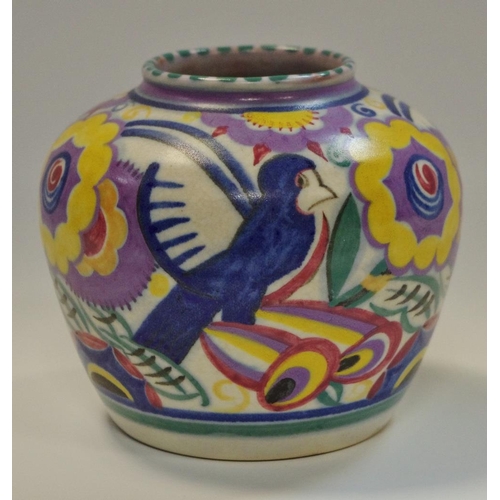 7 - A Poole Bluebird pattern ovoid vase, c.1930