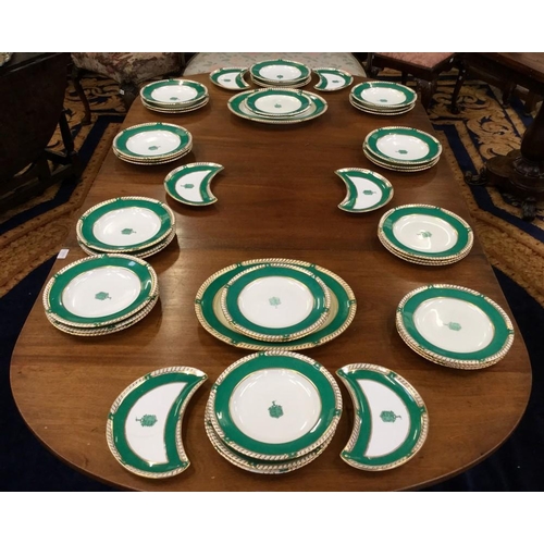 59 - A 19th century Worcester armorial porcelain dinner service, comprising soup plates, dinner plates, d... 