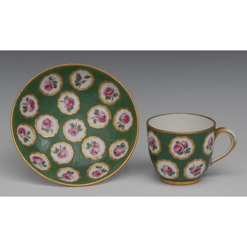 2 - A Sèvres cup and saucer (Gobelet Bouillard et soucoupe), painted by Pierre Freta, with pink cabbage ... 