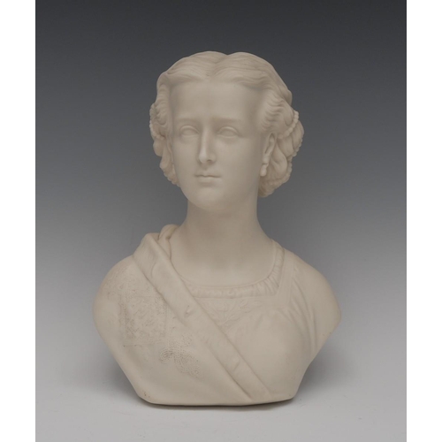 46 - A Copeland Parian bust, Princess Alexandra, Crystal Palace Art Union F M Miller Sculpt', 25cm high, ... 