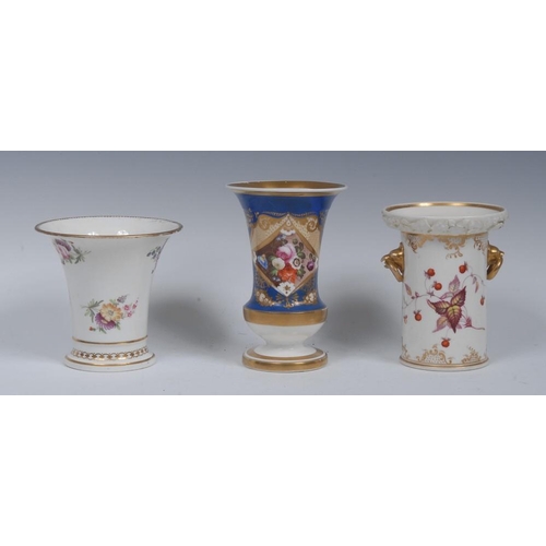 52 - A 19th century Coalport cylindrical vase, painted by Wm Pollard, with ripe strawberries, the verso w... 