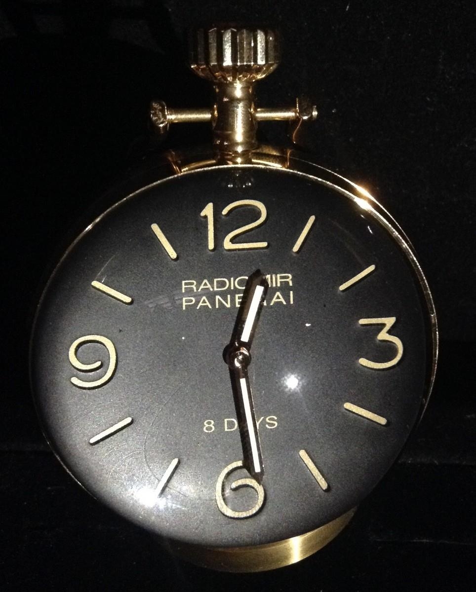 A Radiomir Paneraitype desk/table clock, black dial, Arabic numerals
