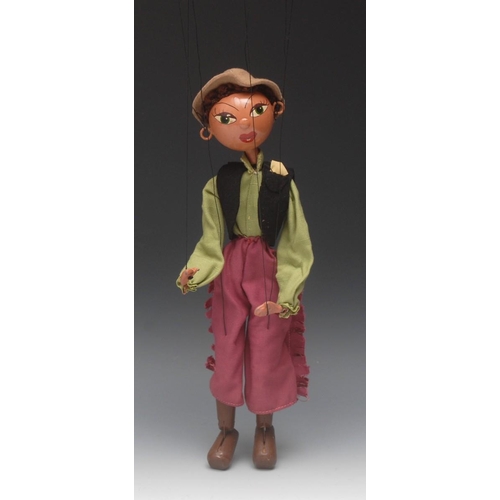 19 - SS Cowgirl - very early and rare version Pelham Puppets SS Range, round wooden head with hand painte... 
