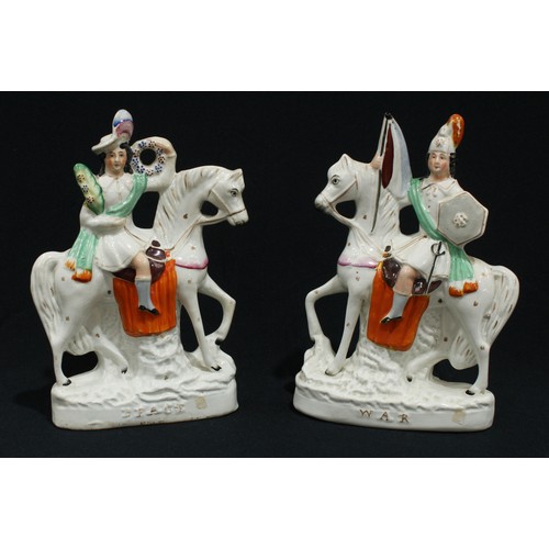 39 - A pair of Staffordshire flatback figures, War and Peace, 29cm, mid-19th century