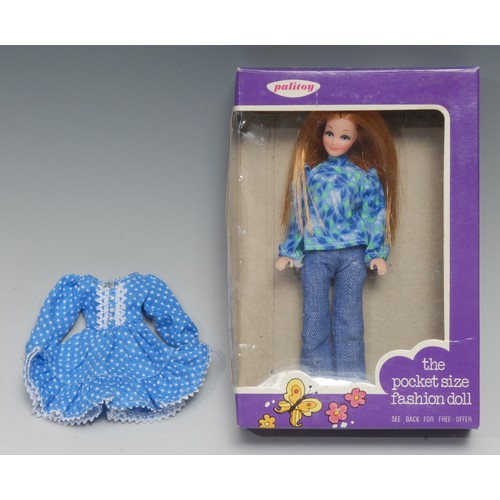 2021 - Palitoy Pippa’s friend Tammie pocket size fashion doll, red hair, wearing a blue blouse with printed... 