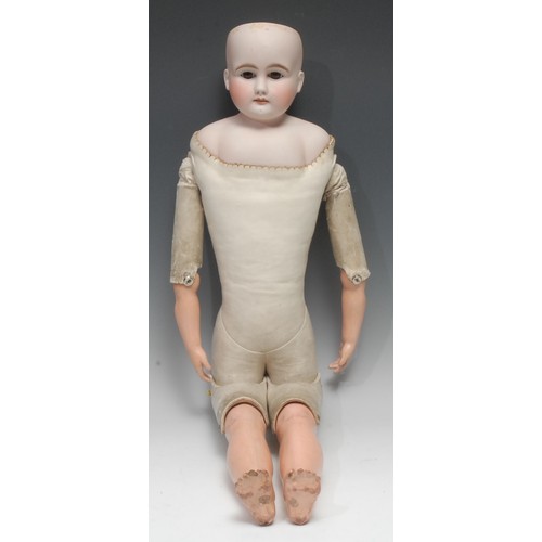 2028 - A Bahr & Proschild (Germany) bisque shoulder head doll, kid leather and painted composition body, we... 
