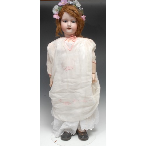 2030 - An Armand & Marseille (Germany) bisque head and ball jointed painted composition bodied doll, light ... 