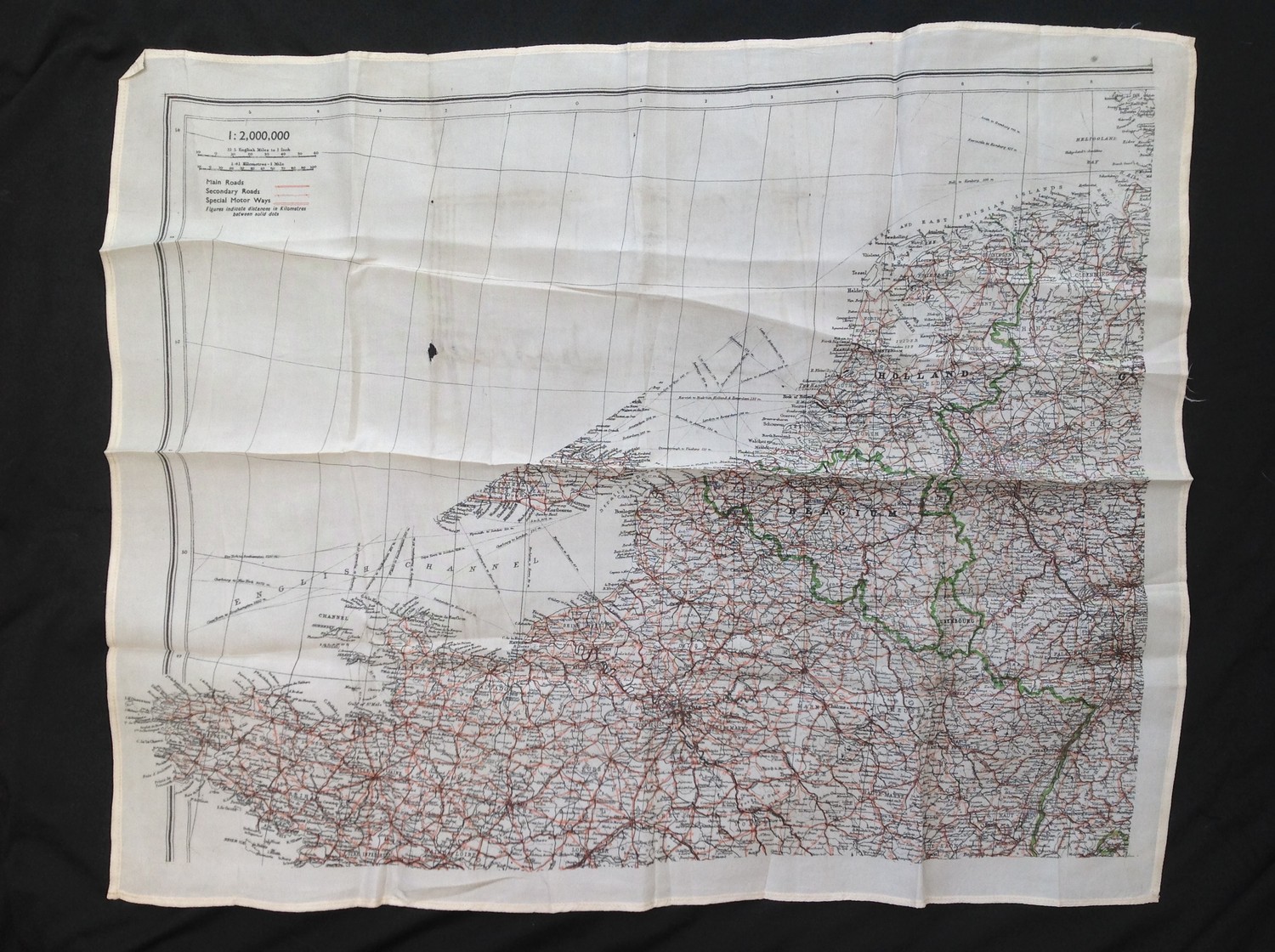 WW2 British RAF Silk escape and Evasion map of Northern Fran ...