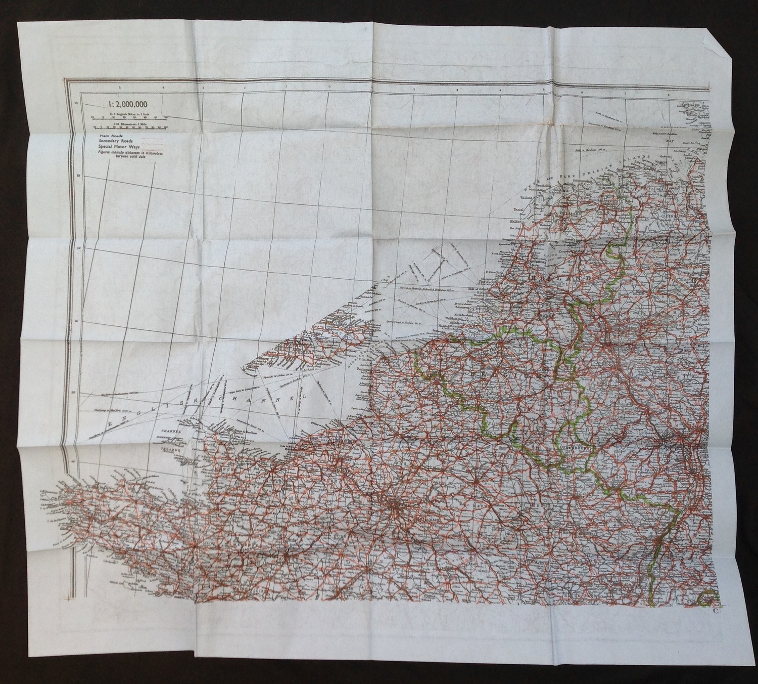 WW2 British RAF Blue Paper Version of Escape and Evasion Map ...