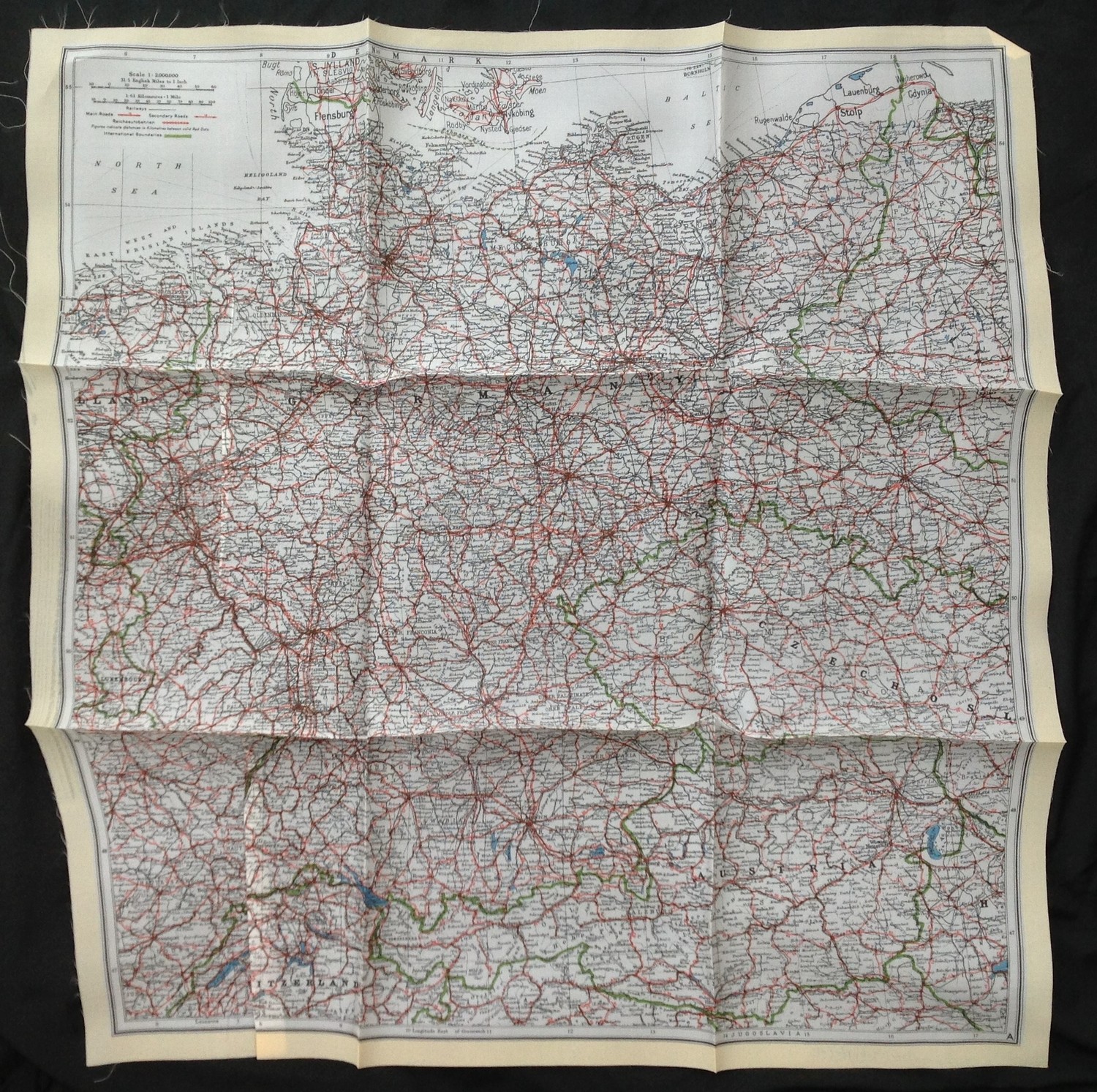 WW2 British RAF Silk Escape and Evasion Map A of Northern Ge ...