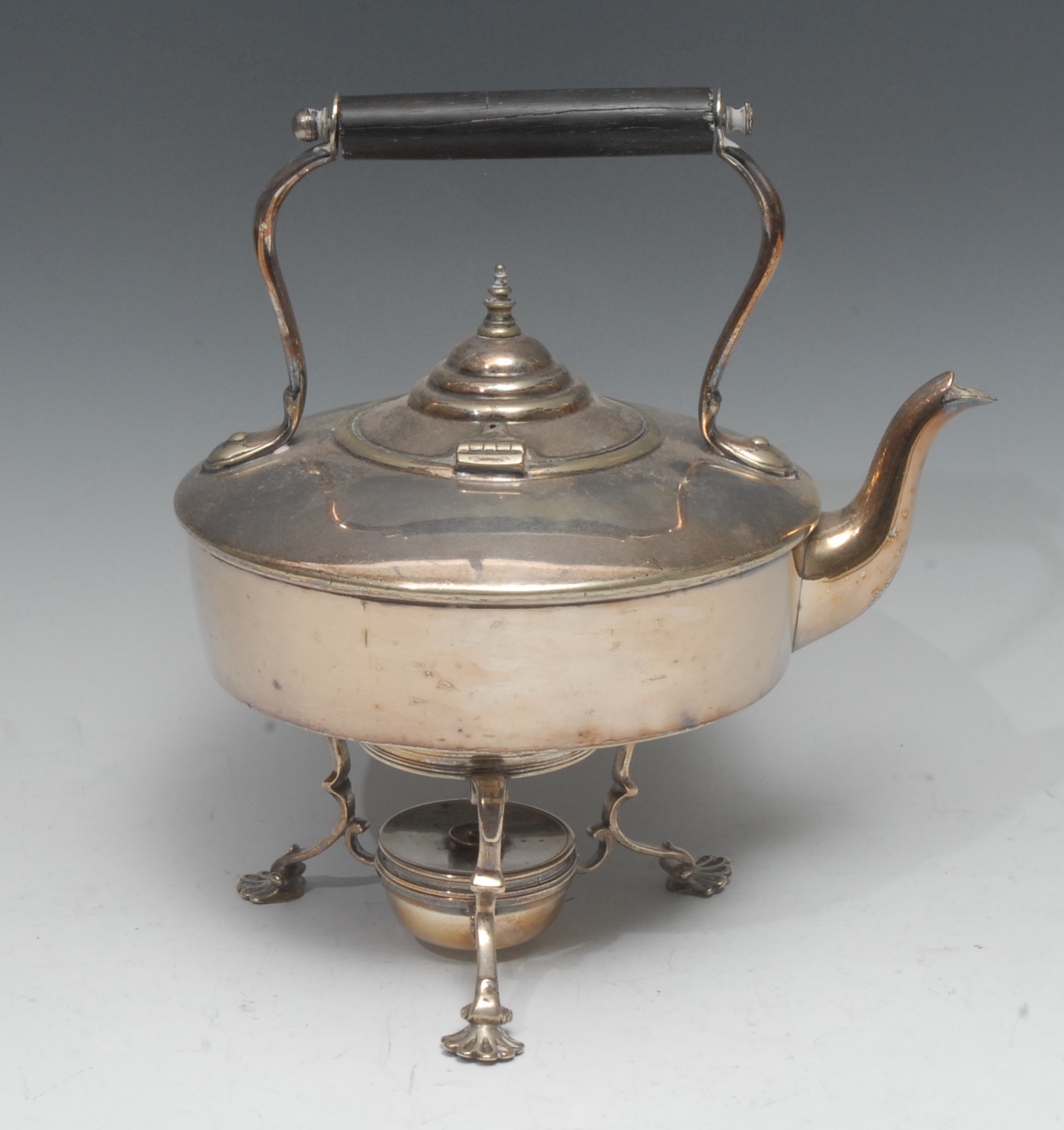 A late Victorian silver tea kettle burner, Charles Stuart Harris, London...