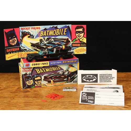 5019 - Corgi Toys 267 Rocket Firing Batmobile, black body with red bat decal to side doors, reproduction pl... 