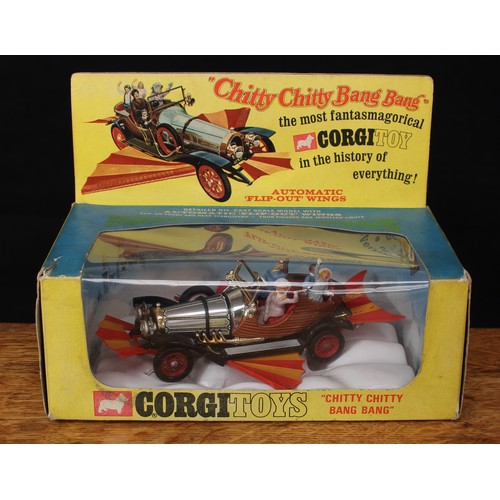 5024 - Corgi Toys 266 Chitty Chitty Bang Bang car, chrome body with retractable red and orange plastic wing... 