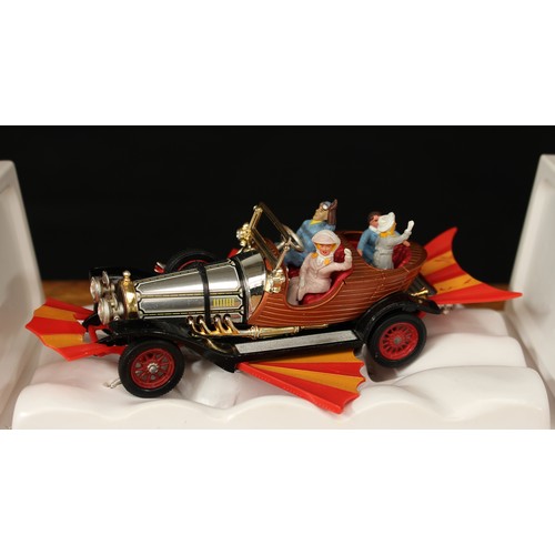5024 - Corgi Toys 266 Chitty Chitty Bang Bang car, chrome body with retractable red and orange plastic wing... 