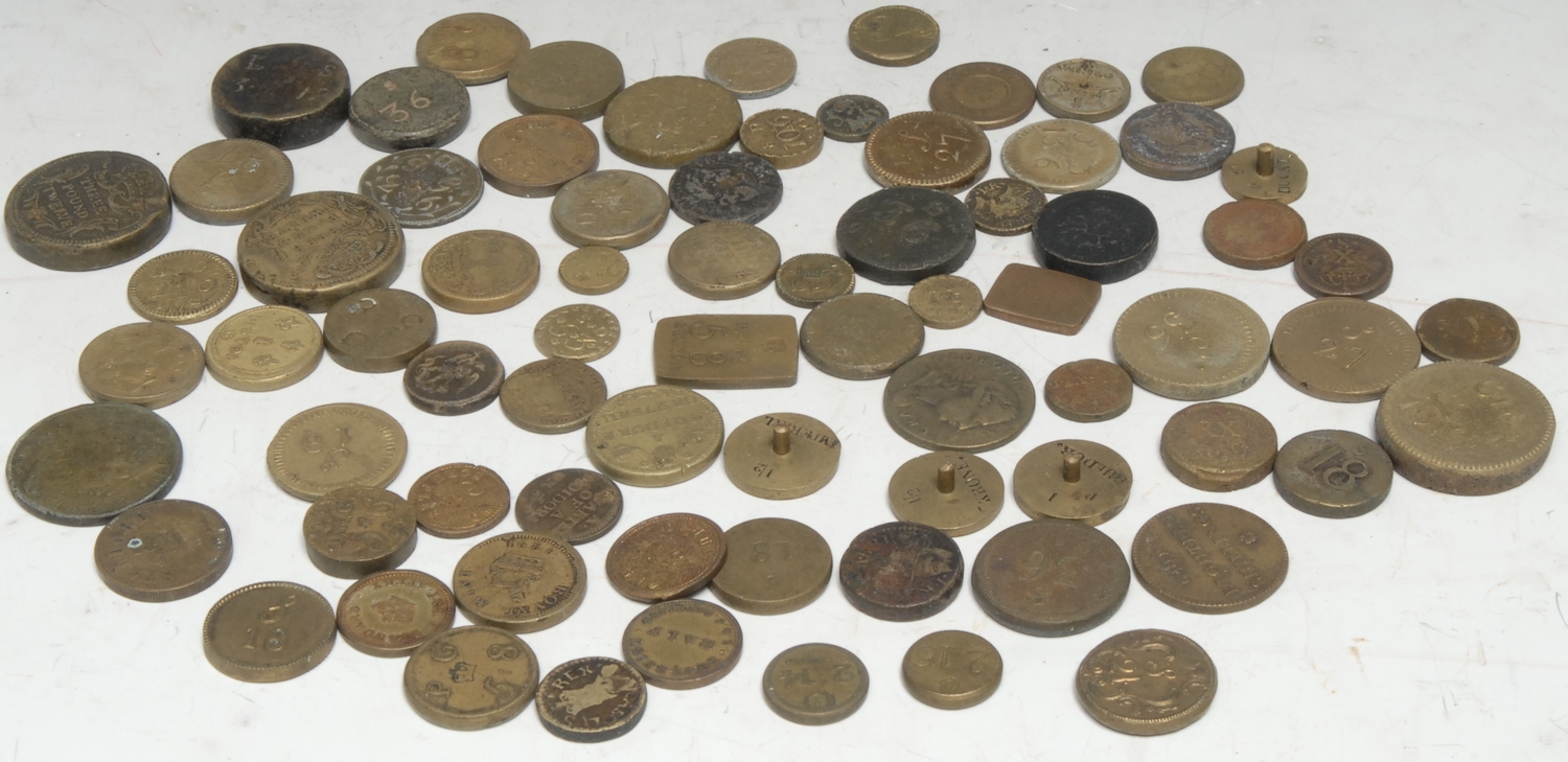 17th century and later British brass coin weights, pennies to three