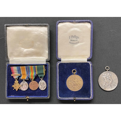 2 - WW1 British miniature medal group comprising of 1914 Star with clasp, War Medal, Victory Medal and E... 