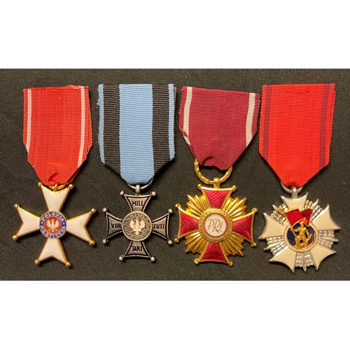 9 - Order of Polonia Restituta 1944 complete with ribbon along with a Cross of Merit 1st class without S... 